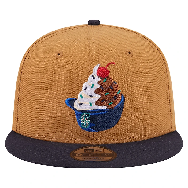 Men's New Era Khaki/Navy Seattle Mariners Ice Cream 9FIFTY Snapback Hat