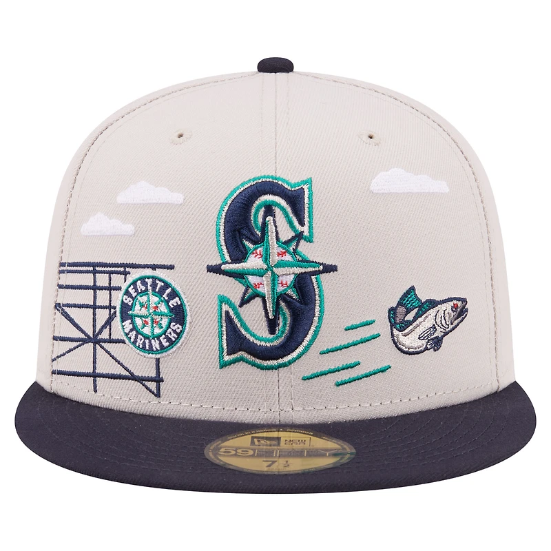 Casquette ajustée New Era 59FIFTY kaki Seattle Mariners City Icon pour homme