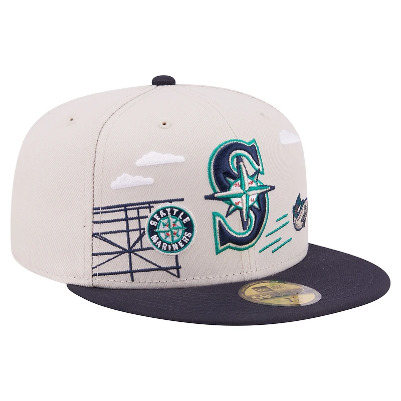 Men's New Era  Khaki Seattle Mariners City Icon 59FIFTY Fitted Hat