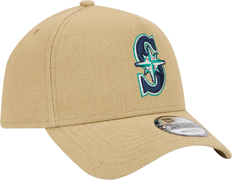 Men's New Era Khaki Seattle Mariners Logo Essentials 9FORTY A-Frame Adjustable Hat