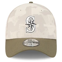 Men's New Era Light Beige/Olive Seattle Mariners 2025 Armed Forces Day 39THIRTY Flex Hat