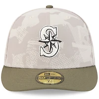 Men's New Era Light Beige/Olive Seattle Mariners 2025 Armed Forces Day 59FIFTY Fitted Hat