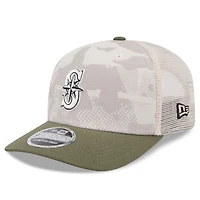 Men's New Era Light Beige/Olive Seattle Mariners 2025 Armed Forces Day 9SEVENTY Stretch-Snap Hat