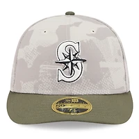 Men's New Era Light Beige/Olive Seattle Mariners 2025 Armed Forces Day Low Profile 59FIFTY Fitted Hat