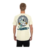 T-shirt New Era Natural Seattle Mariners Dia de los Muertos Sugar Skull pour hommes