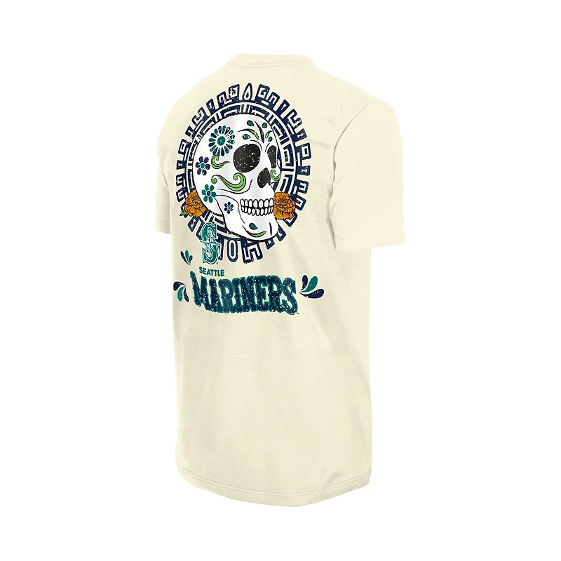 T-shirt New Era Natural Seattle Mariners Dia de los Muertos Sugar Skull pour hommes