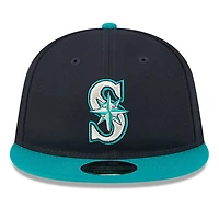 Men's New Era Navy/Aqua Seattle Mariners Baseball Hall of Fame Retro Crown 9FIFTY Adjustable Hat