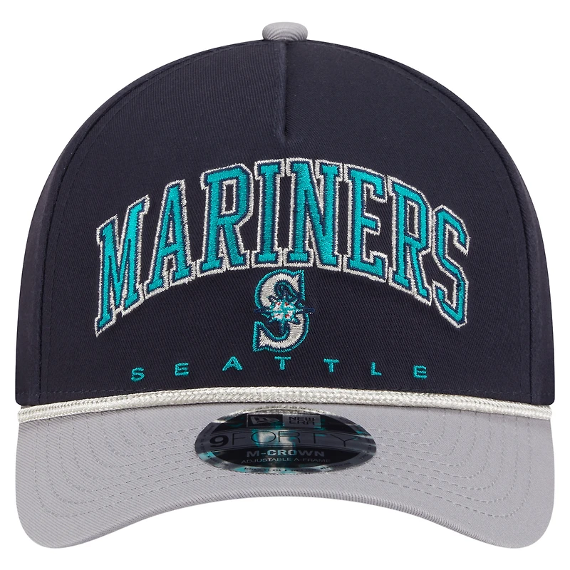 Men's New Era Navy/Gray Seattle Mariners Arch 9FORTY A-Frame M-Crown Adjustable Hat