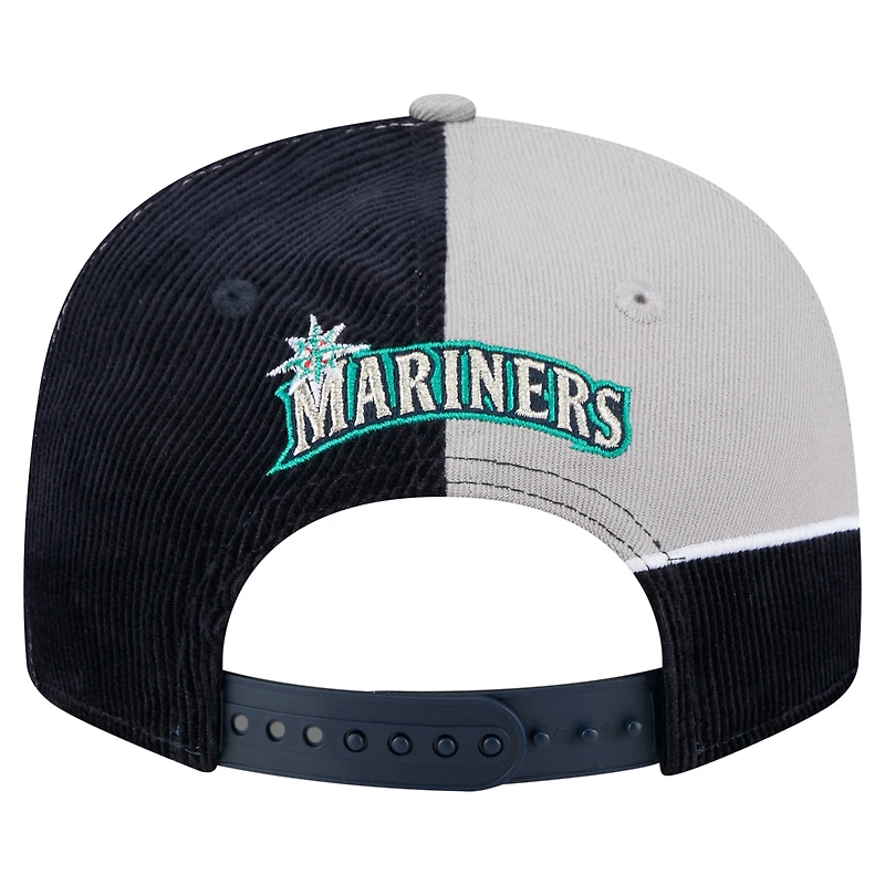 Men's New Era Navy/Gray Seattle Mariners Retro Split Corduroy Snapback Hat