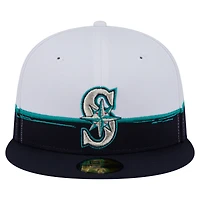 Casquette ajustée 59FIFTY Paint Stroke des Seattle Mariners de New Era pour homme, bleu marine/blanc