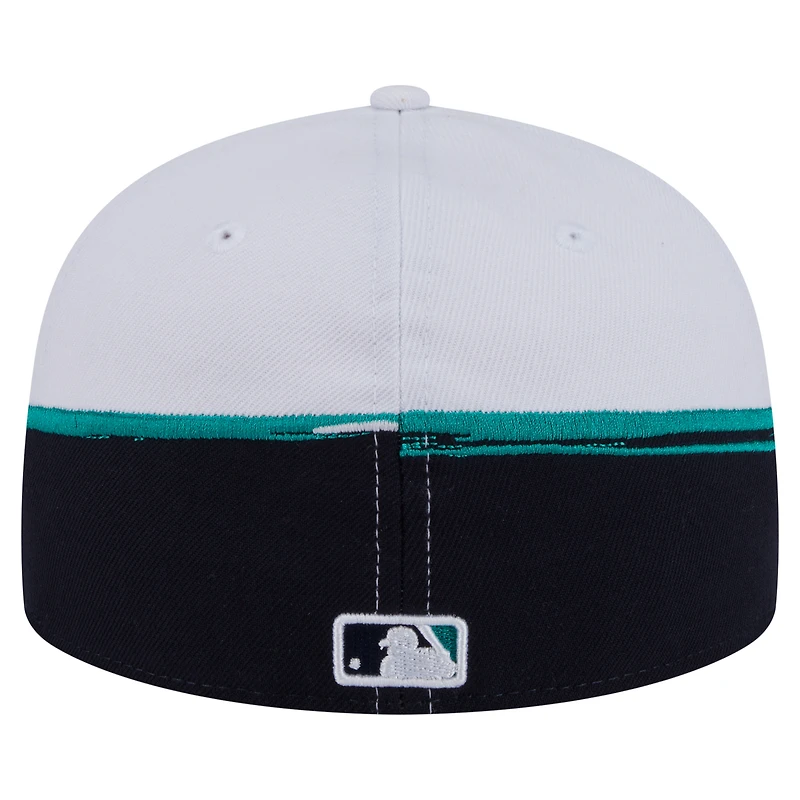 Casquette ajustée 59FIFTY Paint Stroke des Seattle Mariners de New Era pour homme, bleu marine/blanc