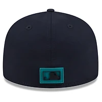 Men's New Era Navy Seattle Mariners 2026 Clubhouse Alternate Quill Tech 59FIFTY Fitted Hat