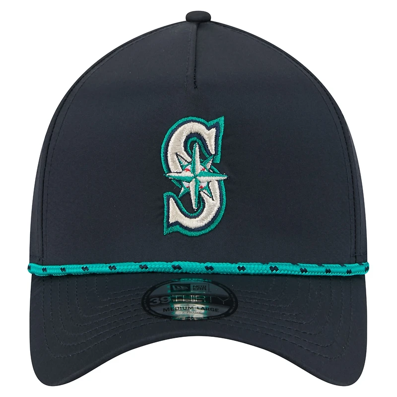 Men's New Era  Navy Seattle Mariners 39THIRTY A-Frame Perforated Flex Hat