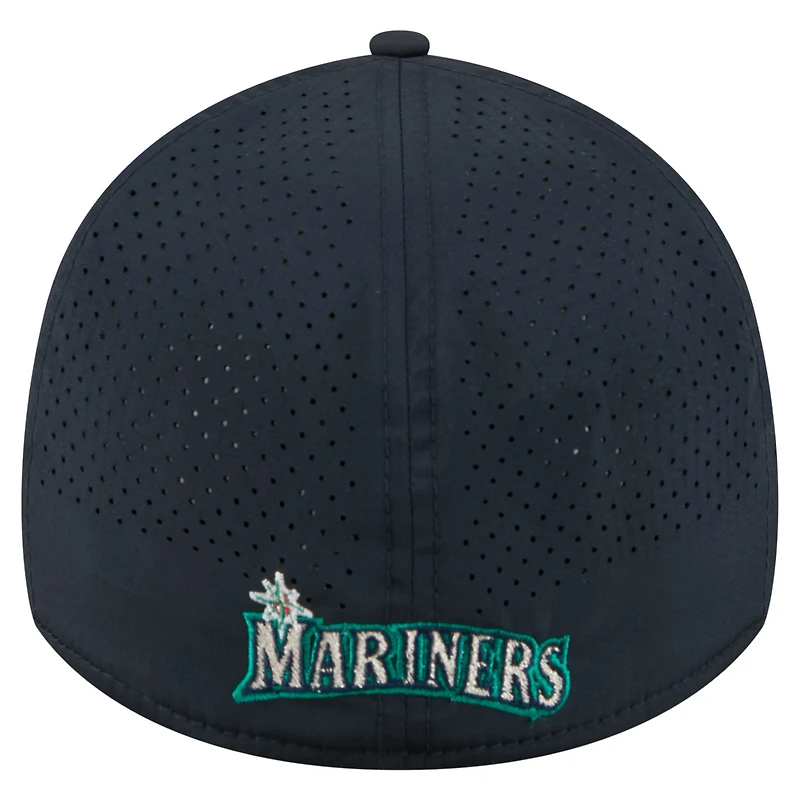 Men's New Era  Navy Seattle Mariners 39THIRTY A-Frame Perforated Flex Hat