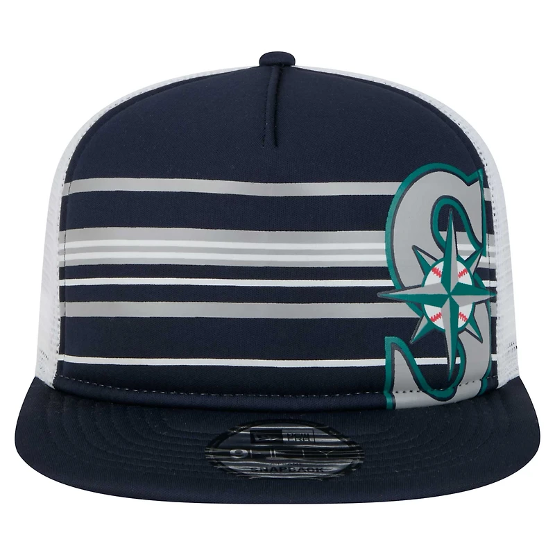 Men's New Era  Navy Seattle Mariners 9FIFTY A-Frame Trucker Snapback Hat