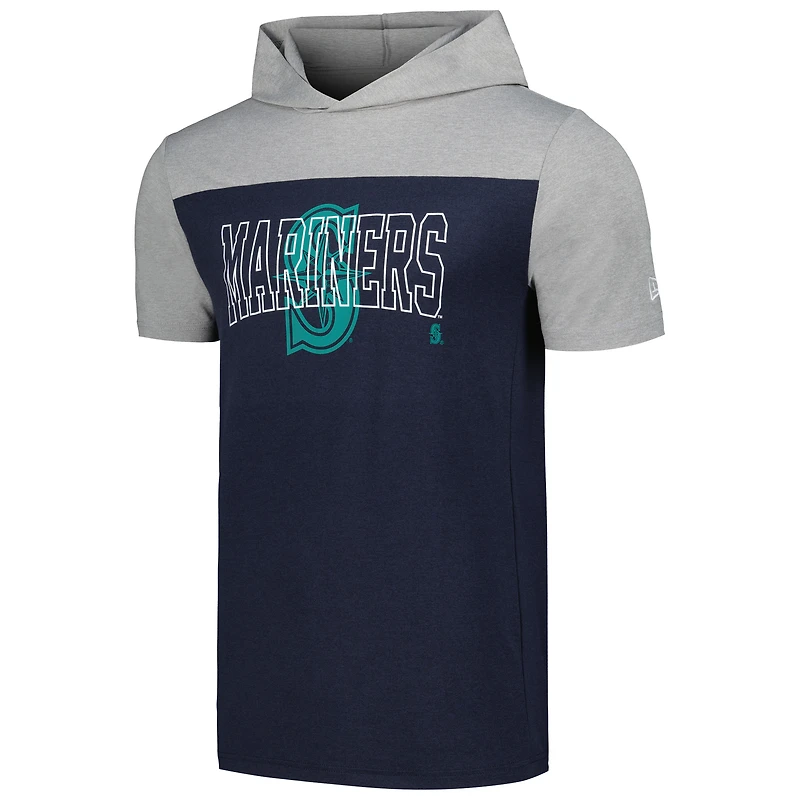 T-shirt à capuche brossé actif New Era pour hommes, bleu marine, Seattle Mariners