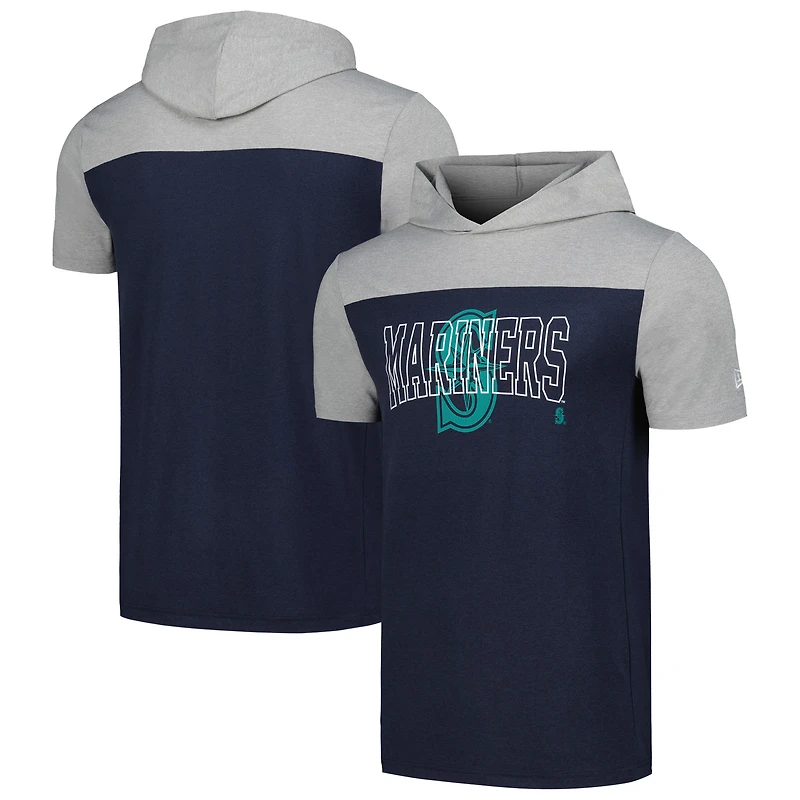 T-shirt à capuche brossé actif New Era pour hommes, bleu marine, Seattle Mariners