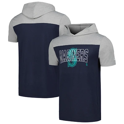 T-shirt à capuche brossé actif New Era pour hommes, bleu marine, Seattle Mariners