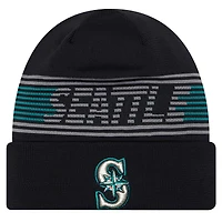 Bonnet en tricot à revers bleu marine pour homme de la collection Authentic des Seattle Mariners de New Era