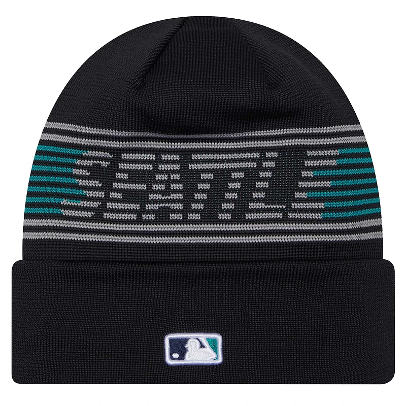 Bonnet en tricot à revers bleu marine pour homme de la collection Authentic des Seattle Mariners de New Era