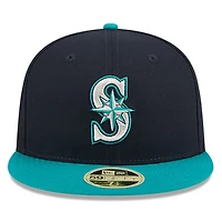 Casquette ajustée 59FIFTY bleu marine des Seattle Mariners pour homme, style Temple de la renommée du baseball