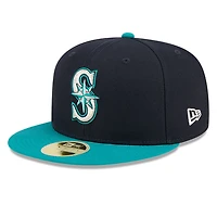 Casquette ajustée 59FIFTY bleu marine des Seattle Mariners pour homme, style Temple de la renommée du baseball