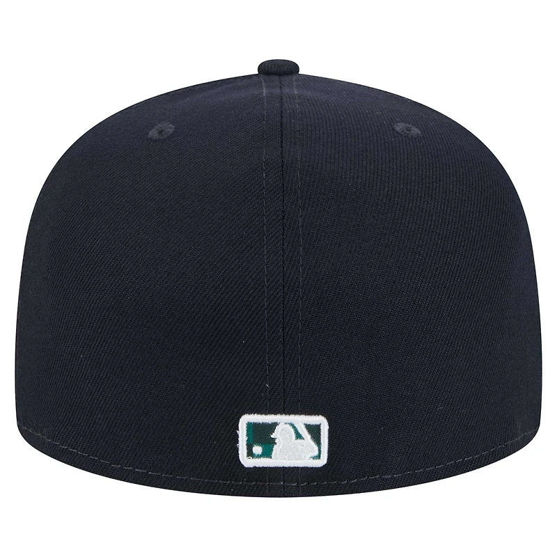 Casquette ajustée 59FIFTY à carreaux bleu marine des Seattle Mariners de New Era pour homme