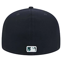Casquette ajustée 59FIFTY à carreaux bleu marine des Seattle Mariners de New Era pour homme