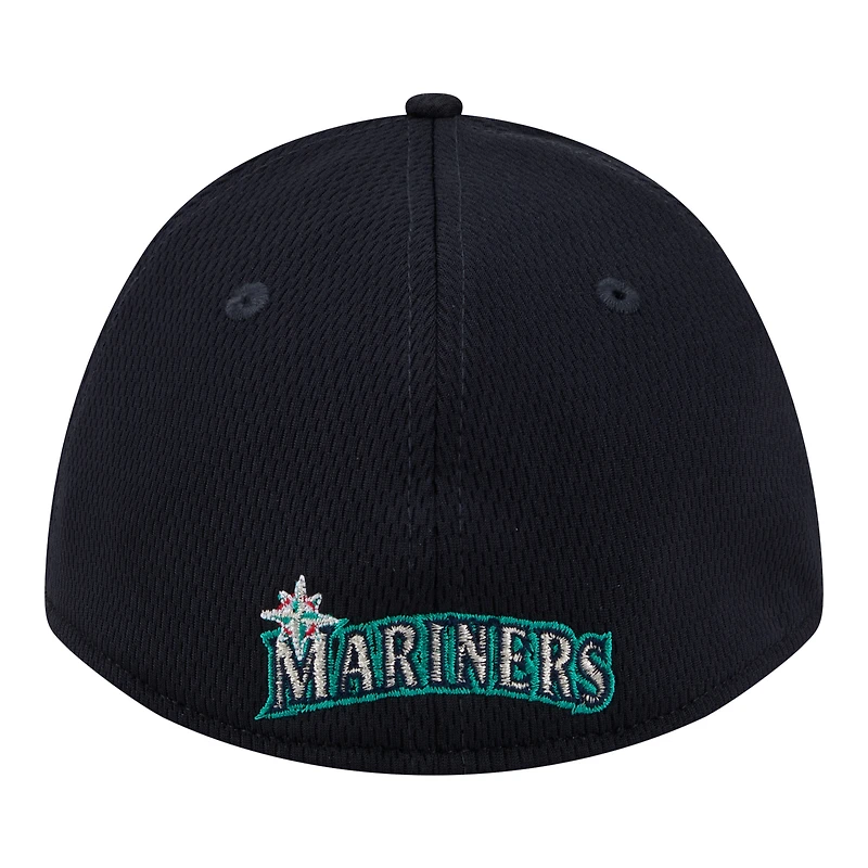 Casquette New Era Dash 39THIRTY Flex pour homme, bleu marine, Seattle Mariners