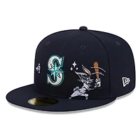 Men's New Era Navy Seattle Mariners Looney Tunes Bugs Bunny 59FIFTY Fitted Hat