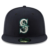 Casquette ajustée 59FIFTY du Temple de la renommée baseball national des Seattle Mariners New Era pour hommes, bleu marine
