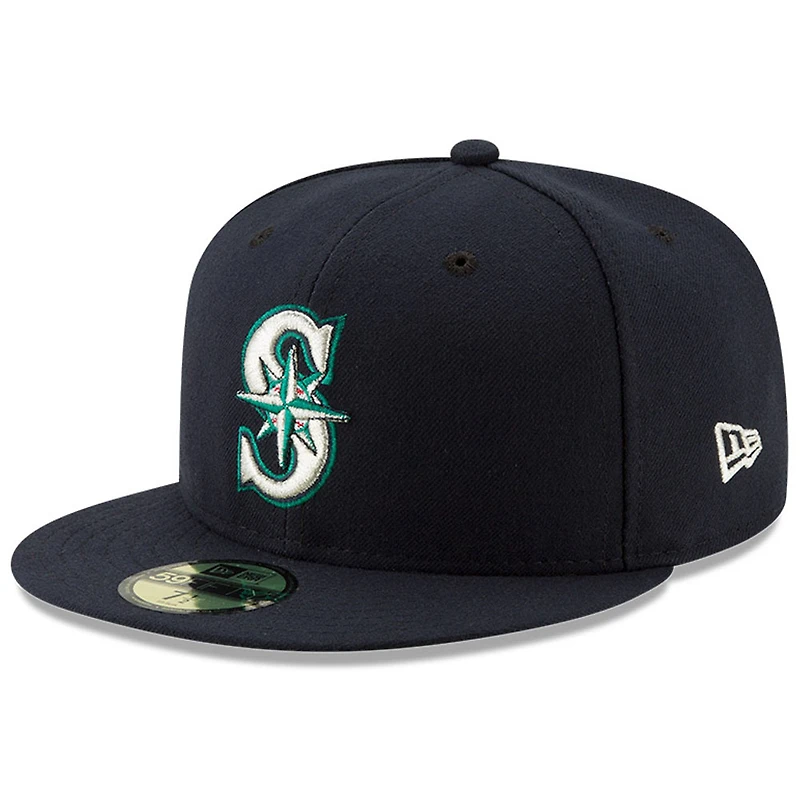 Casquette ajustée 59FIFTY du Temple de la renommée baseball national des Seattle Mariners New Era pour hommes, bleu marine
