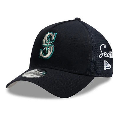 Casquette trucker ajustable New Era bleu marine Seattle Mariners 9FORTY pour homme