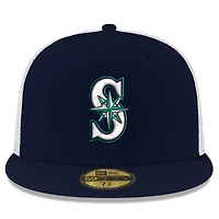 Casquette ajustée 59FIFTY Trucker de couleur bleu marine des Seattle Mariners New Era pour homme