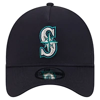 Casquette ajustable 9FORTY couleur de l'équipe des Seattle Mariners New Era pour hommes, bleu marine