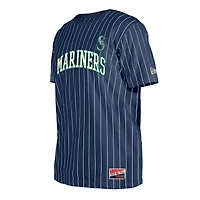 T-shirt à rayures fines bleu marine des Seattle Mariners de New Era pour homme