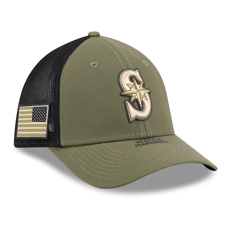 Men's New Era Olive Seattle Mariners 2026 Armed Forces Day 39THIRTY M-Crown Flex Hat