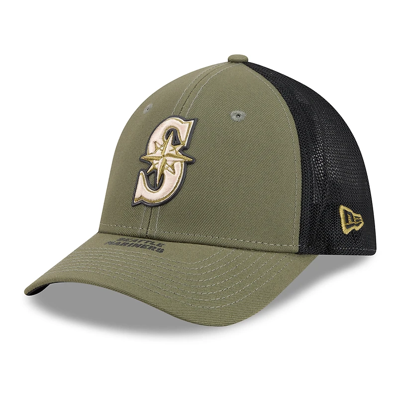Men's New Era Olive Seattle Mariners 2026 Armed Forces Day 39THIRTY M-Crown Flex Hat
