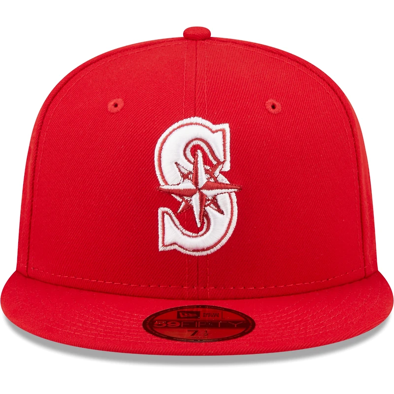 Casquette ajustée 59FIFTY rouge Seattle Mariners avec logo blanc New Era pour homme