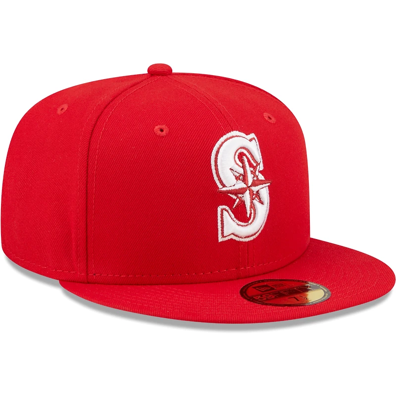 Casquette ajustée 59FIFTY rouge Seattle Mariners avec logo blanc New Era pour homme