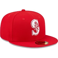 Casquette ajustée 59FIFTY rouge Seattle Mariners avec logo blanc New Era pour homme