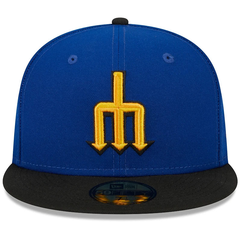 Casquette ajustée 59FIFTY Seattle Mariners 2023 City Connect New Era pour homme, bleu roi/noir