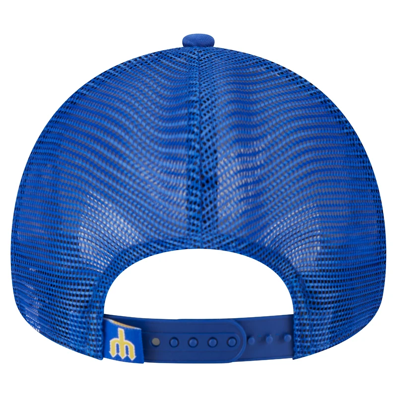 Men's New Era  Royal Seattle Mariners Distressed 9FORTY A-Frame Adjustable Trucker Hat