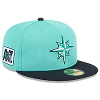 Casquette ajustée 59FIFTY bleu sarcelle pour homme des Seattle Mariners 2025 de New Era