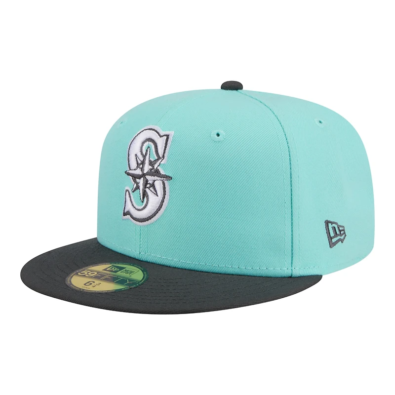 Men's New Era Turquoise/Charcoal Seattle Mariners Two-Tone Color Pack 59FIFTY Fitted Hat