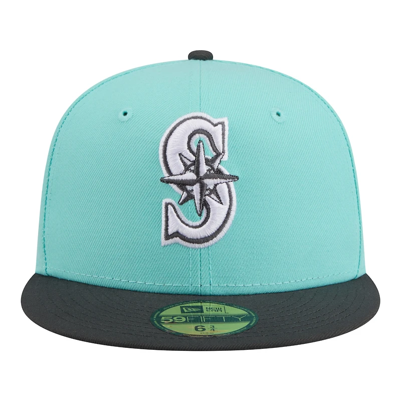 Men's New Era Turquoise/Charcoal Seattle Mariners Two-Tone Color Pack 59FIFTY Fitted Hat