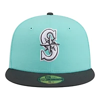 Men's New Era Turquoise/Charcoal Seattle Mariners Two-Tone Color Pack 59FIFTY Fitted Hat