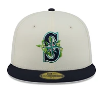 Men's New Era White/Navy Seattle Mariners Blossom 59FIFTY Fitted Hat