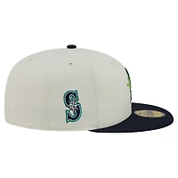 Casquette ajustée New Era 59FIFTY pour homme, blanche et marine, Seattle Mariners Blossom