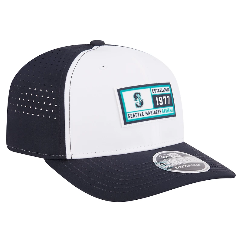 Casquette ajustable 9SEVENTY pour homme New Era, blanc/bleu marine, Seattle Mariners Established Patch